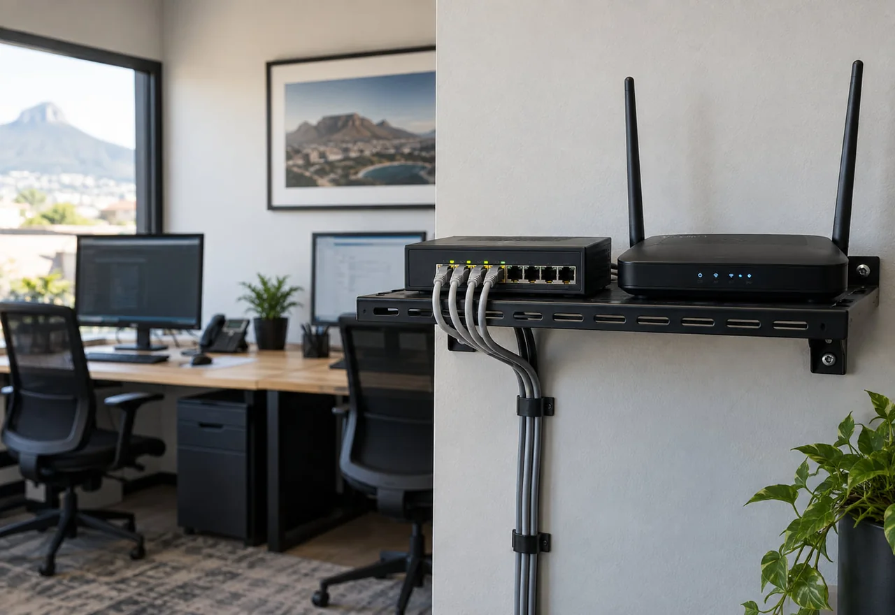 Networking equipment and cabling set up in a business office